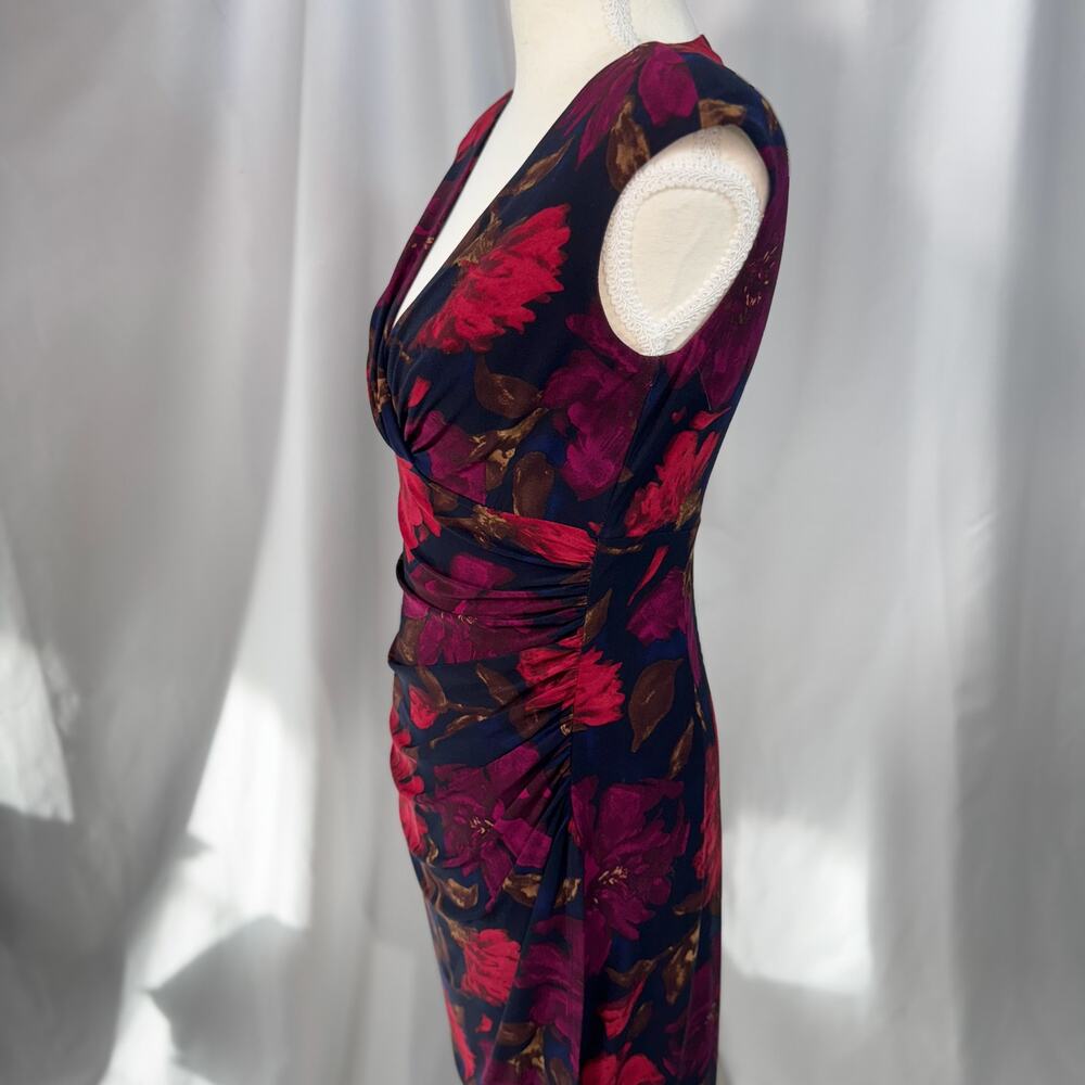 Lauren Ralph Lauren Floral Sheath Dress 2P Petite Event Cocktail Dark Feminine - Picture 14 of 16